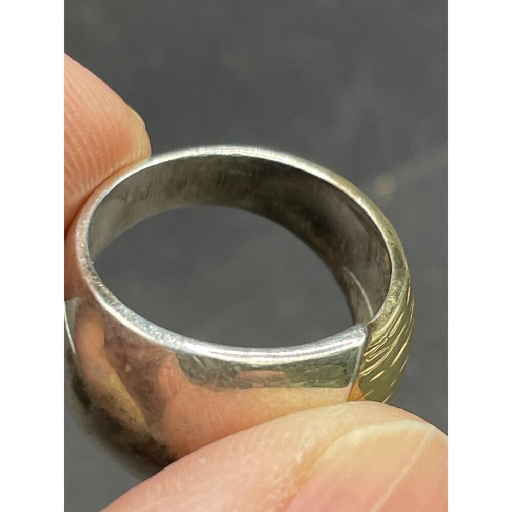 Vintage Milor Italy Signed Sterling Silver 925 Two Tone Dome Ring Size 7 - Picture 6 of 7
